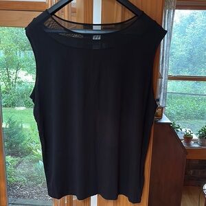 Tahari Black Sleeveless Tank Top with Mesh Detail